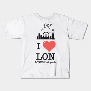 I love/like London airports Kids T-Shirt